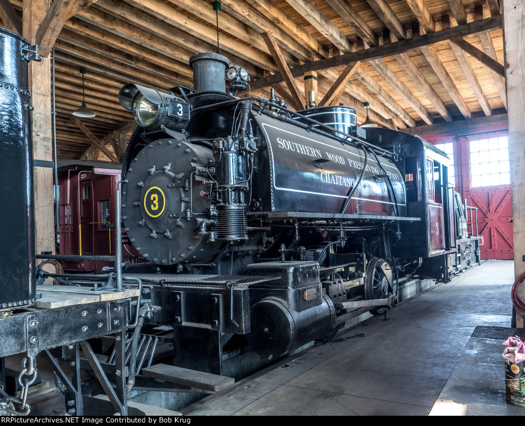 Southern Wood Preserving Company 0-4-0T steam locomotive number 3 at Age of Steam Roundhouse